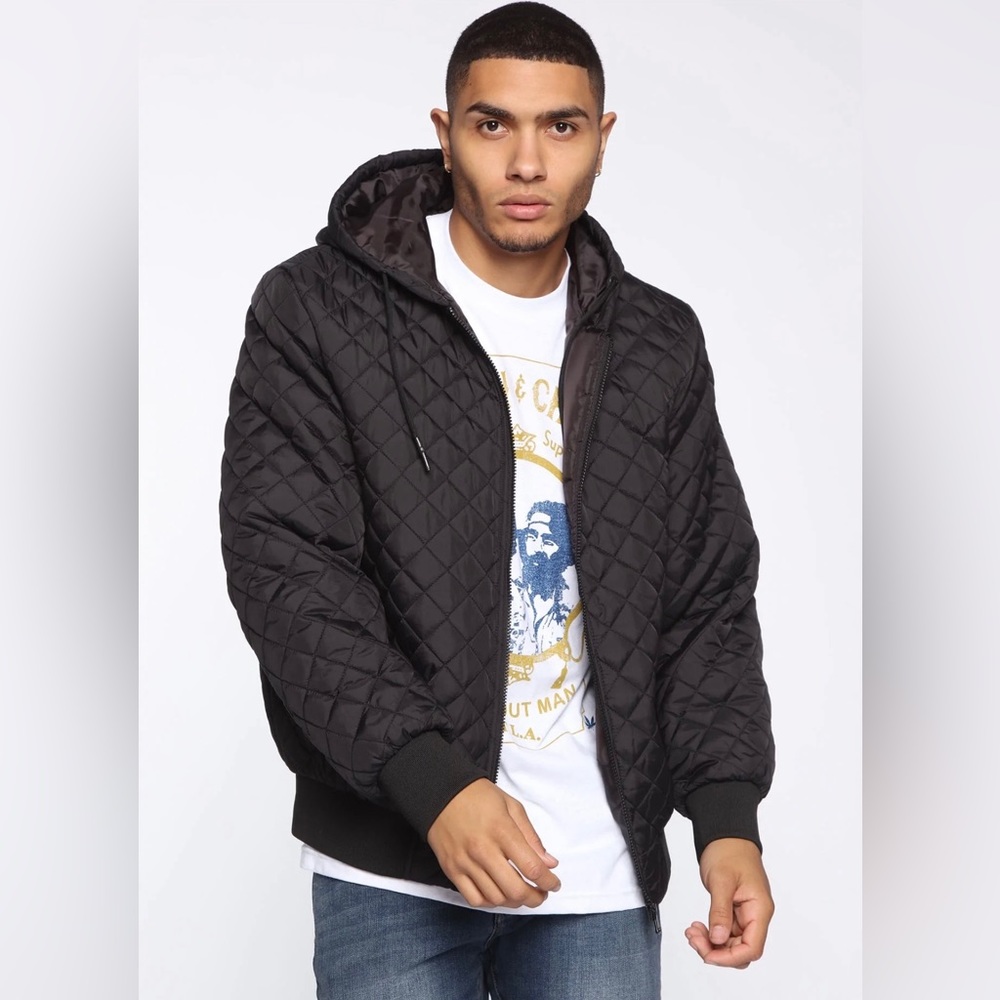 Fashion Nova - Warren Quilted Jacket - Black - XL